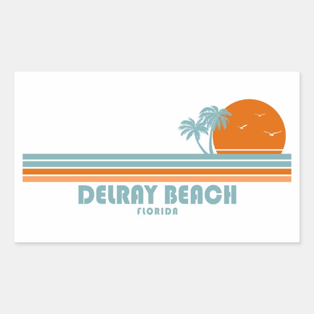 Sticker Rectangulaire Delray Beach Floride Sun Palm Trees (Devant)
