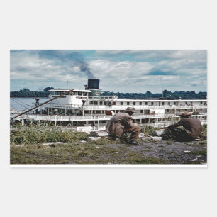 Sticker Rectangulaire Delta Queen Steamboat Mississippi River Art