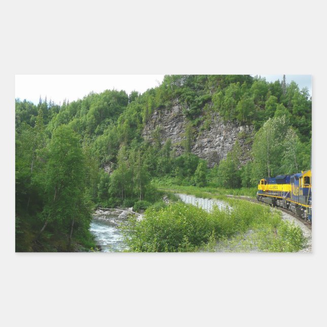 Sticker Rectangulaire Denali Express Alaska Train Vacation Photographie (Devant)