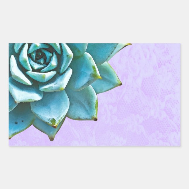 Sticker Rectangulaire Dentelle succulente de lavande d'aquarelle (Devant)