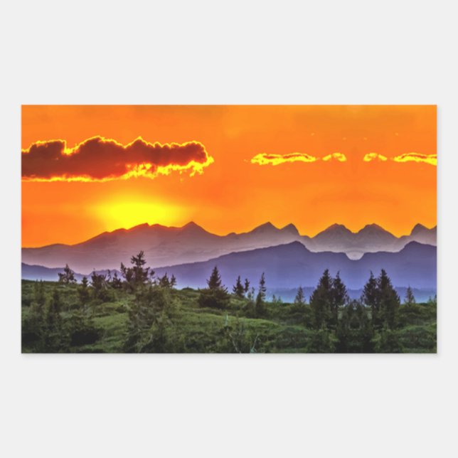 Sticker Rectangulaire Dernier coucher de soleil (Devant)