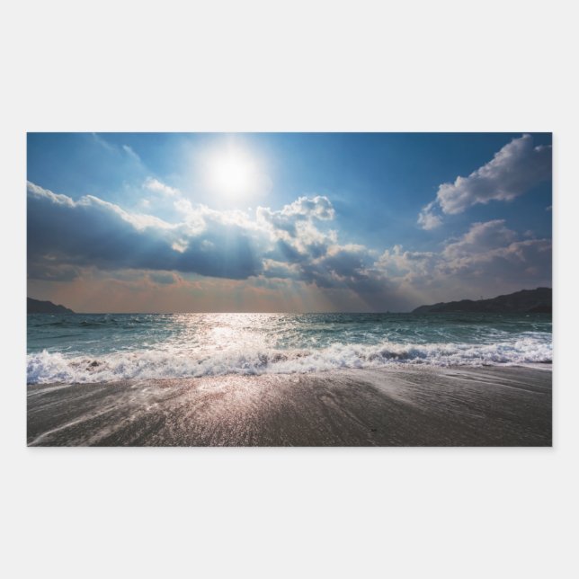 Sticker Rectangulaire Dernière journée à la plage (Devant)