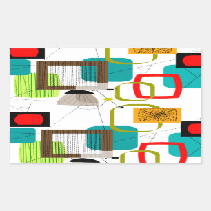 Sticker Rectangulaire Design abstract de Mid-Century