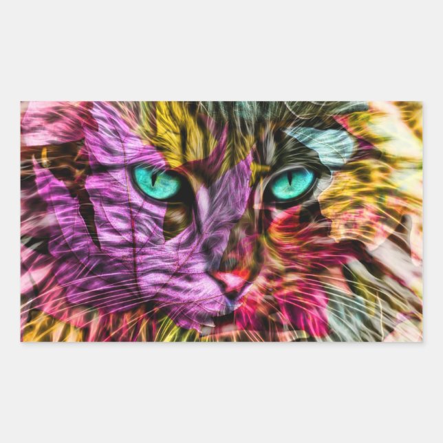 Sticker Rectangulaire Design art chat Kitten (Devant)