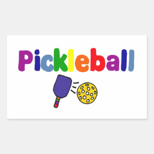 Sticker Rectangulaire Design d'art de Pickleball coloré