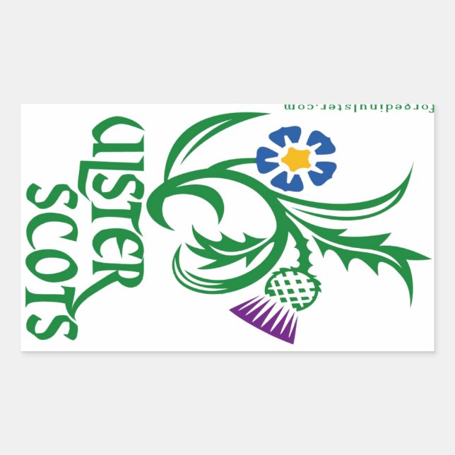 Sticker Rectangulaire Design de lin et de chardon Ulster-Scots (Devant)