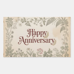 Sticker Rectangulaire Design élégant vintage "Joyeux Anniversaire"