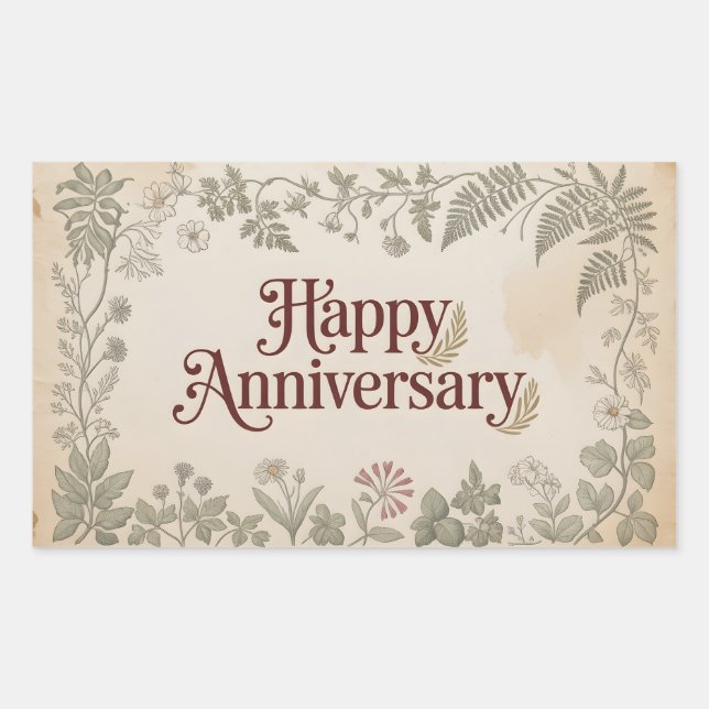 Sticker Rectangulaire Design élégant vintage "Joyeux Anniversaire" (Devant)