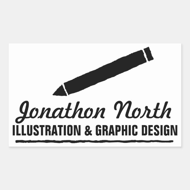 Sticker Rectangulaire Design graphique crayon noir ID299 (Devant)