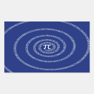 Sticker Rectangulaire Design Spiral pour Pi sur Navy Blue