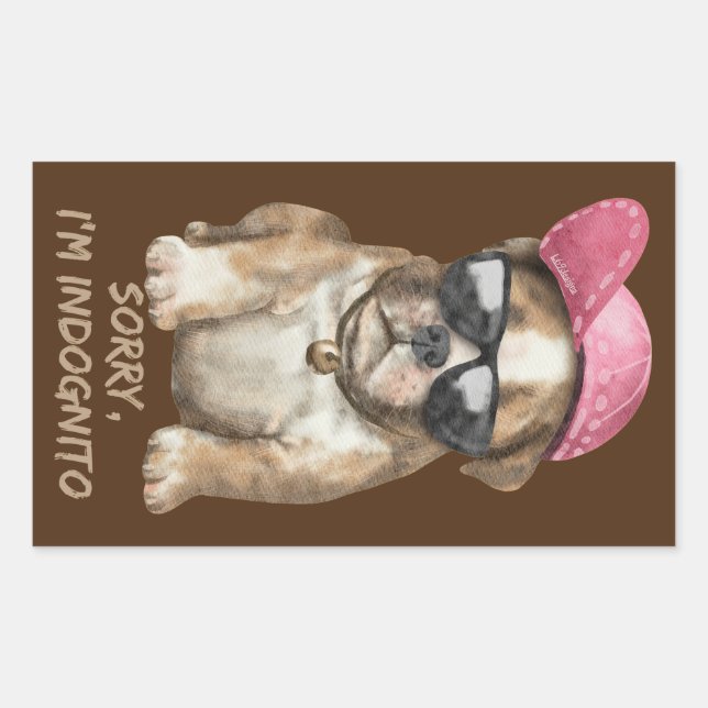 Sticker Rectangulaire DÉSOLÉ JE SUIS INDOGNITO (Français Bulldog) petit  (Devant)