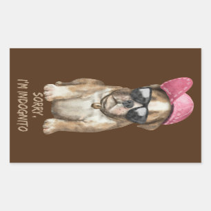 Sticker Rectangulaire DÉSOLÉ JE SUIS INDOGNITO (Français Bulldog) petit 