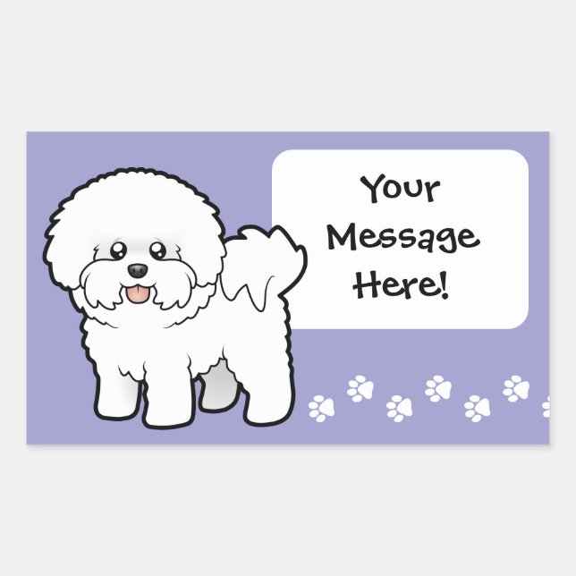 Sticker Rectangulaire Dessin Bichon Frise (Devant)