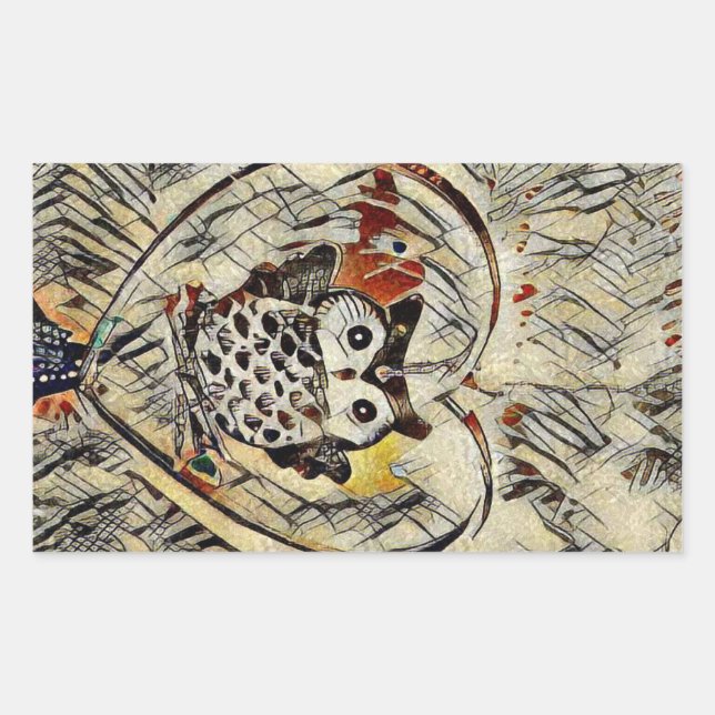 Sticker Rectangulaire Dessin de hibou (Devant)