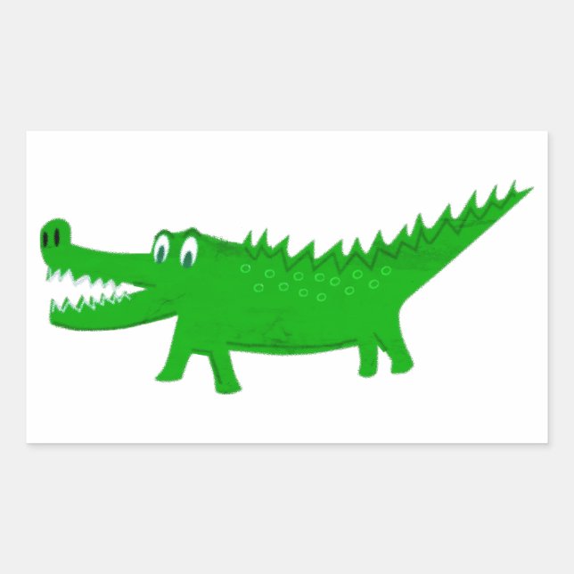 Sticker Rectangulaire Dessin de joli alligator (Devant)