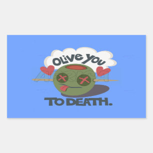 Sticker Rectangulaire Dessin de visage drôle "Olive My Heart" fantaisist