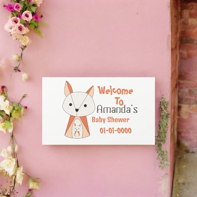Sticker Rectangulaire Dessin du Baby shower Fox (fox baby shower party theme sticker,birthday party sticker,gift pack,envelope,return gift sticker)