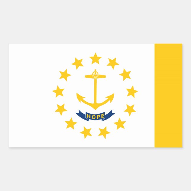 Sticker Rectangulaire Dessin du drapeau de l'État de Rhode Island (Devant)