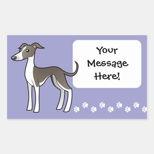 Sticker Rectangulaire Dessin Greyhound / Whippet / Greyhound italien (Devant)