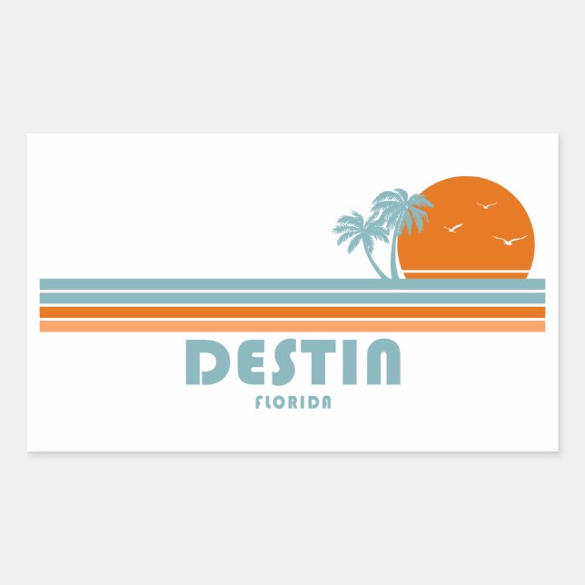 Sticker Rectangulaire Destin Florida Sun Palm Trees (Devant)