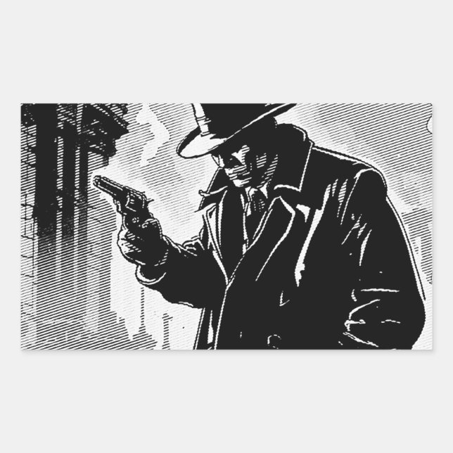 Sticker Rectangulaire Détective urbain grinçant de style BD graphique en (Devant)