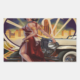 Sticker Rectangulaire Detroit, Michigan   Ville automobile