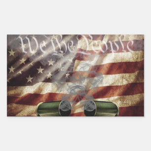 Sticker Rectangulaire Deux coques de pistolet au-dessus de l'autocollant