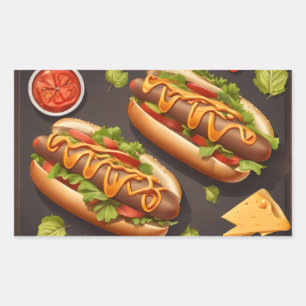 Sticker Rectangulaire Deux hotdog