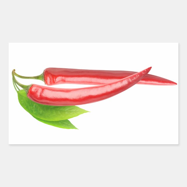 Sticker Rectangulaire Deux piments avec feuille (Devant)