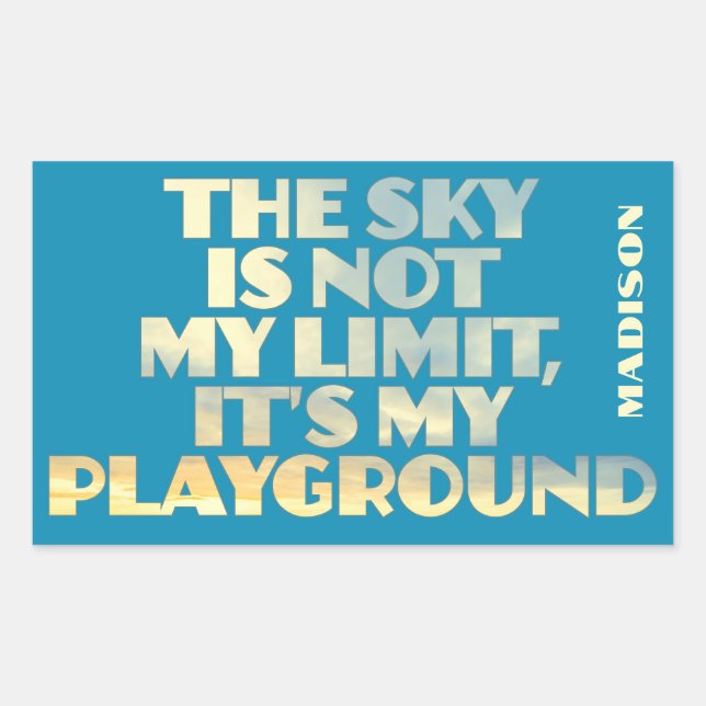 Sticker Rectangulaire Devis Sky de nom personnalisé (Devant)