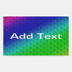 Sticker Rectangulaire Diag Arc-en-ciel dégradé Floral Motif bleu vert