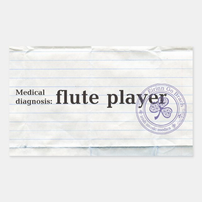 Sticker Rectangulaire Diagnostic Médicale : lecteur de flute (Devant)