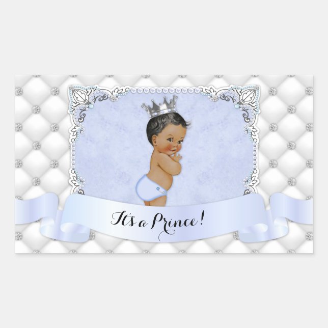Sticker Rectangulaire Diamants bleus de prince afro-américain (Devant)