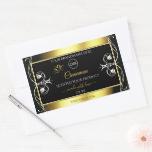 Sticker Rectangulaire Diamants glamoureux Noir Gold Produit Logo Étiquet