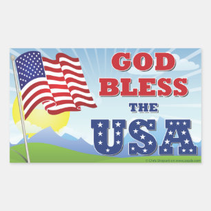 Sticker Rectangulaire Dieu bénisse le drapeau patriotique américain Su