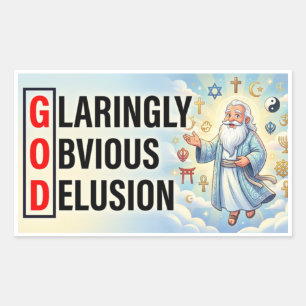 Sticker Rectangulaire Dieu défini comme une Illusion Évidemment Évidante