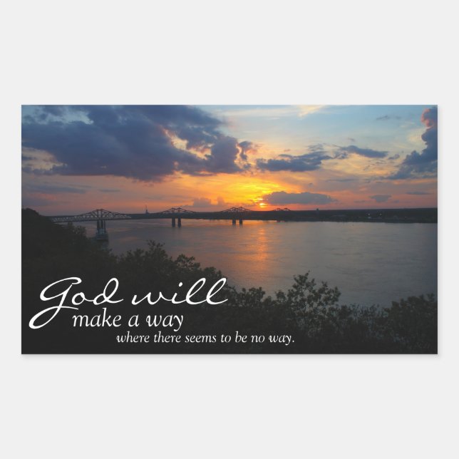 Sticker Rectangulaire Dieu fera un chemin il semble qu'il n'y ait aucun  (Devant)