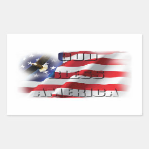 Sticker Rectangulaire Dieu patriotique bénisse l'Amérique aigle en plein