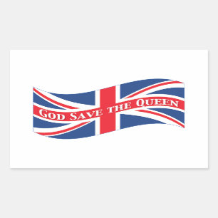 Sticker Rectangulaire Dieu sauve la reine avec Union Jack