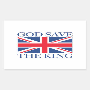 Sticker Rectangulaire Dieu sauve le roi avec Union Jack