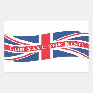 Sticker Rectangulaire Dieu sauve le roi avec Union Jack