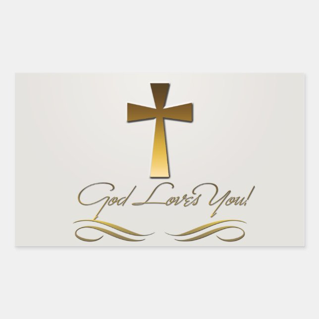 Sticker Rectangulaire Dieu t'aime (Devant)