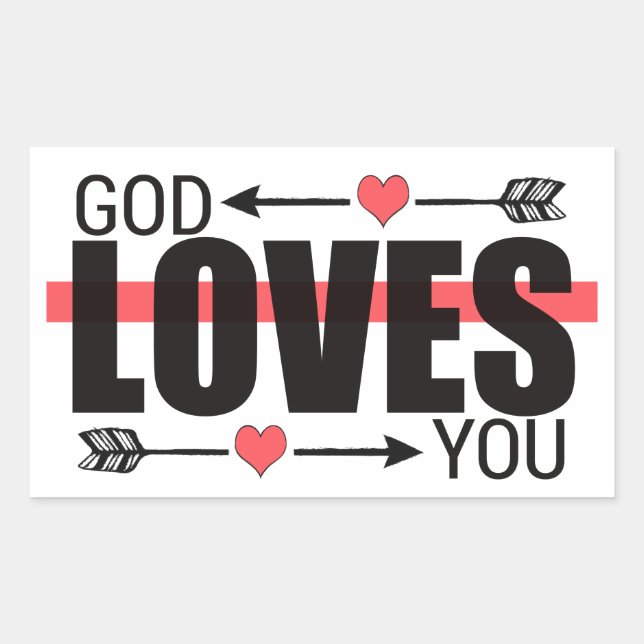 Sticker Rectangulaire Dieu t'aime Jean 3:16 (Devant)