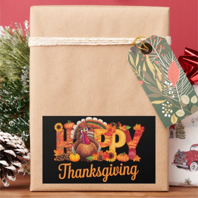 Sticker Rectangulaire Dindes de Thanksgiving heureux Automne (vacances)