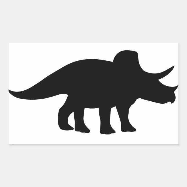 Sticker Rectangulaire Dinosaure de Tricératops. (Devant)
