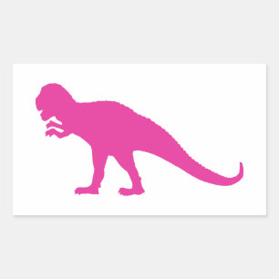 Sticker Rectangulaire Dinosaure rose