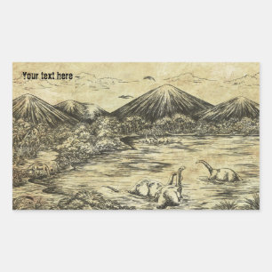 Sticker Rectangulaire Dinosaures