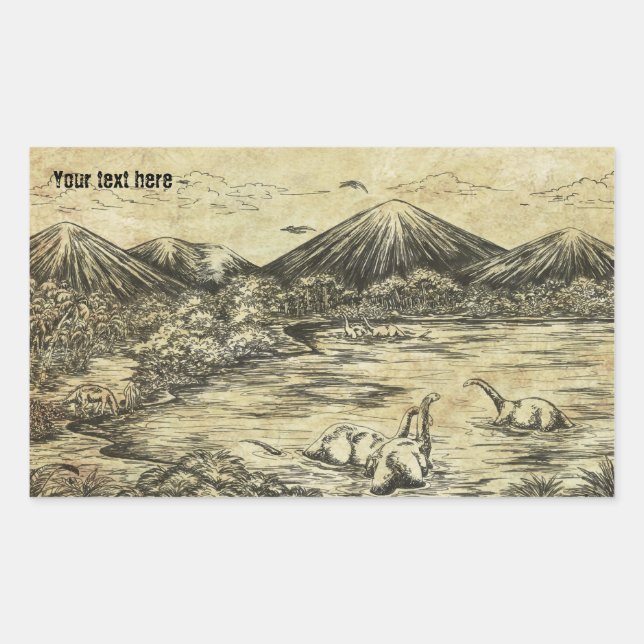 Sticker Rectangulaire Dinosaures (Devant)