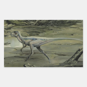 Sticker Rectangulaire Dinosaures vintage, un Hypsilophodon du Crétacé