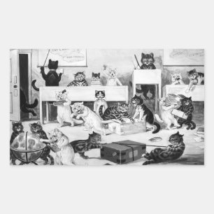 Sticker Rectangulaire Discipline de la classe de chats, Louis Wain